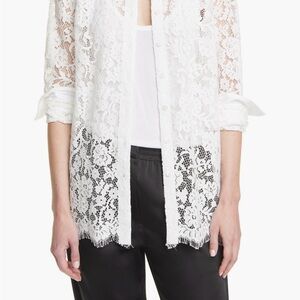 ATM Anthony Thomas Melillo White Lace Button Down Shirt